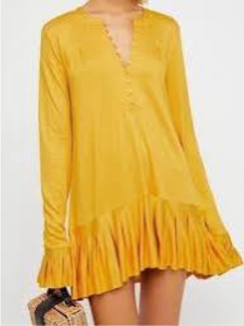 Free People NWT $78 Fall or Summer Struttin Mini Dress Bell Waffle Ruffle Hem L